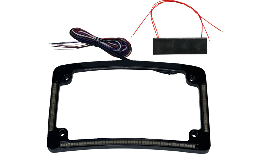 Custom Dynamics Black Radius License Plate Frame Red LEDs W/ Tag Light