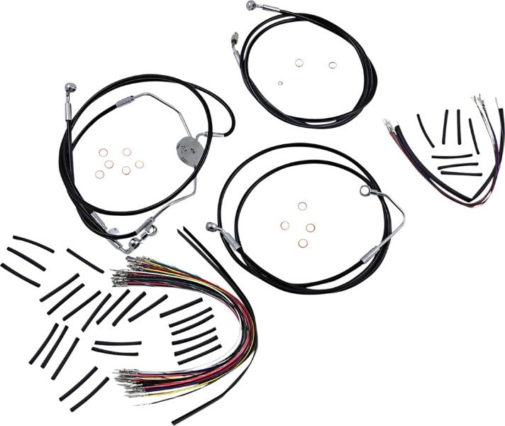 Magnum XR Handlebar Cable Install Kit Black Chrome 12-14 Rise Harley 09-12