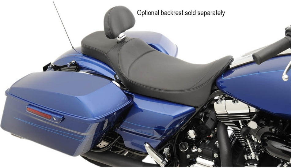Drag Extended Reach 2-Up Predator Seat Black Mild Stitch Harley Touring 08-23