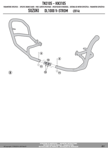 Purchase Givi TN3105 Black Steel Engine Protection Guard 04-18 Suzuki V Strom DL1000 0506-1283 05061283 from Eastern Performance Cycles. Great prices and free shipping! 