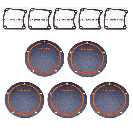 5 Derby Cover 25416-99FM & 5 Inspection Cover 34906-85FM Gaskets Harley Twin Cam Models