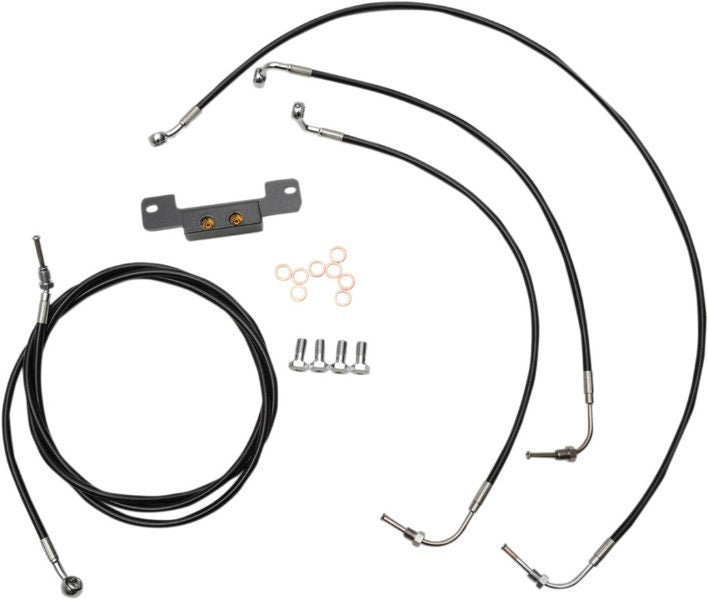 LA Choppers Cable Brake Line Kit 15-17 Ape Hanger Black No ABS Harley M8 17-Up
