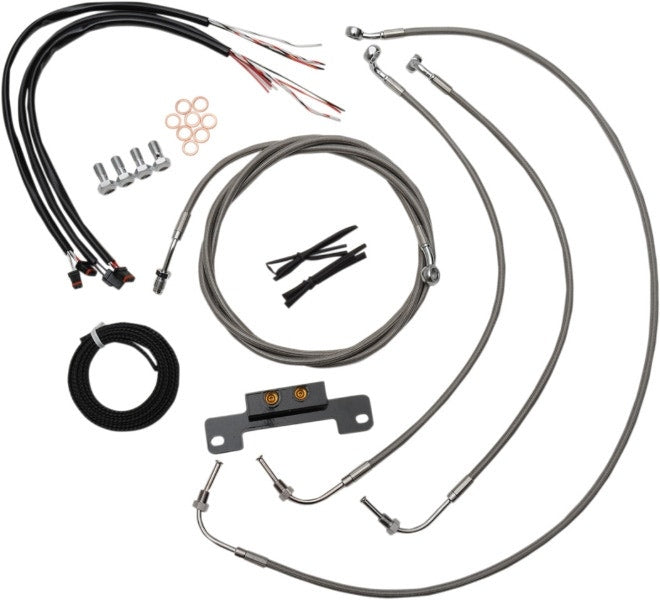 LA Choppers Cable & Wire Kit 15-17 Ape Hangers Stainless No ABS Harley M8 17-Up