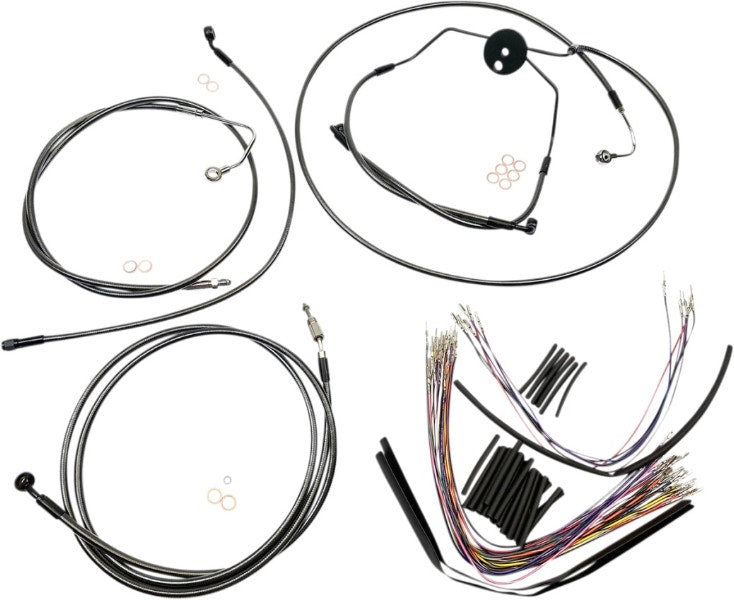 Magnum Black Pearl Handlebar Cable Install Kit 15-17 inch Rise Apes Harley 08-12