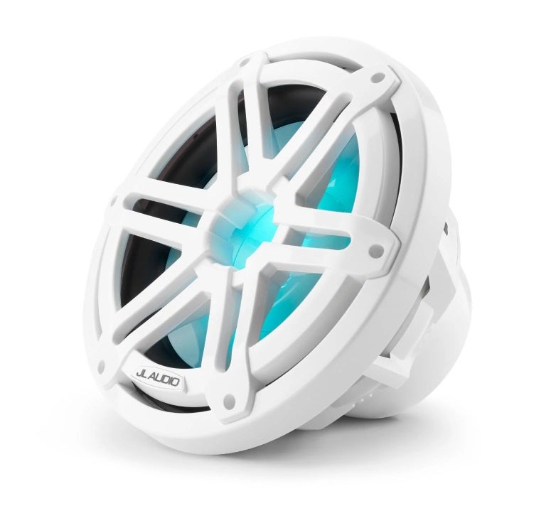 JL Audio 10-Inch Marine Subwoofer Driver, Gloss White Sport Grille W/RGB LED