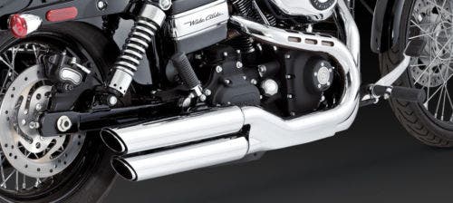 Vance & Hines Chrome Twin Slash Slip On Mufflers Harley Dyna FXDF