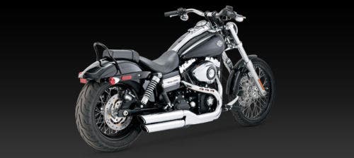 Vance & Hines Chrome Twin Slash Slip On Mufflers Harley Dyna FXDF FXDWG 08-16