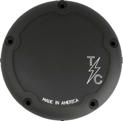 Thrashin Supply Black Dished Billet Derby Cover 5-Hole Evo TSC-3011-4