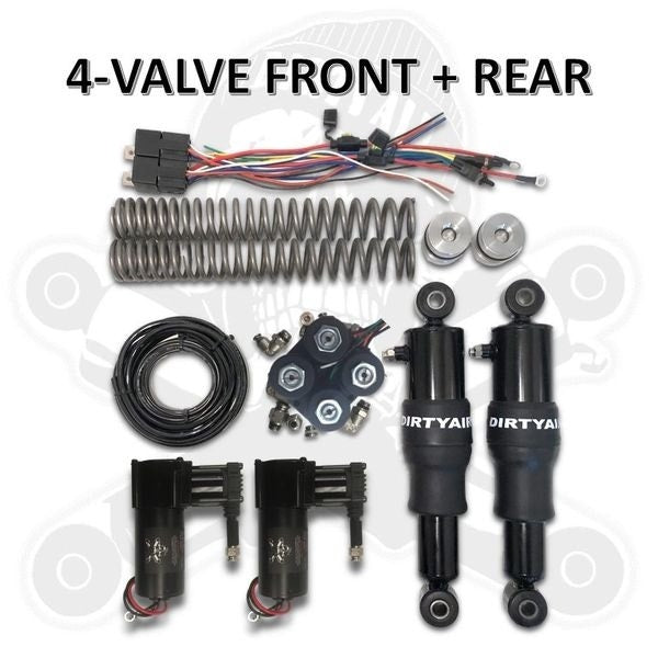 Dirtyworks Dirty Air Front & Rear Complete Tankless Air Ride Kit for Harley Touring FLH 00-20