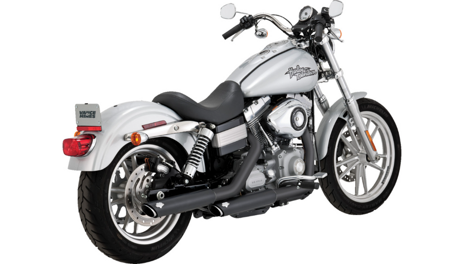 Vance & Hines 3" Round Twin Slash Slip-On Black Mufflers 4 Harley 91-09 FXD Models