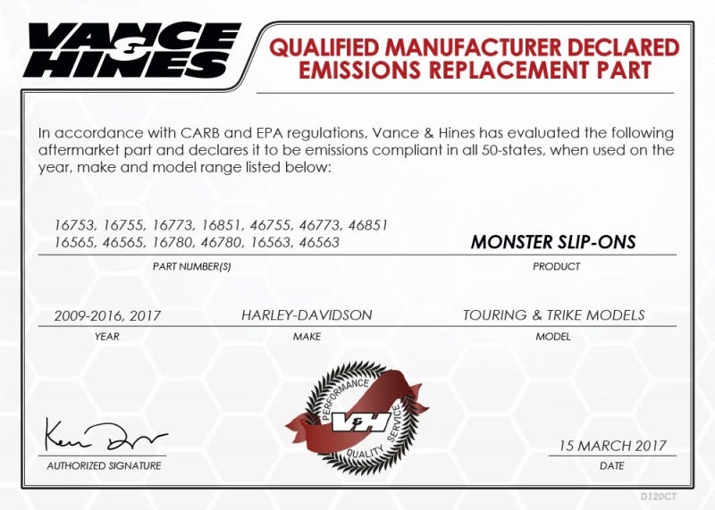 Vance & Hines 46780 Black Monster Rounds Mufflers Slip Ons Harley 17-Up Milwaukee M8