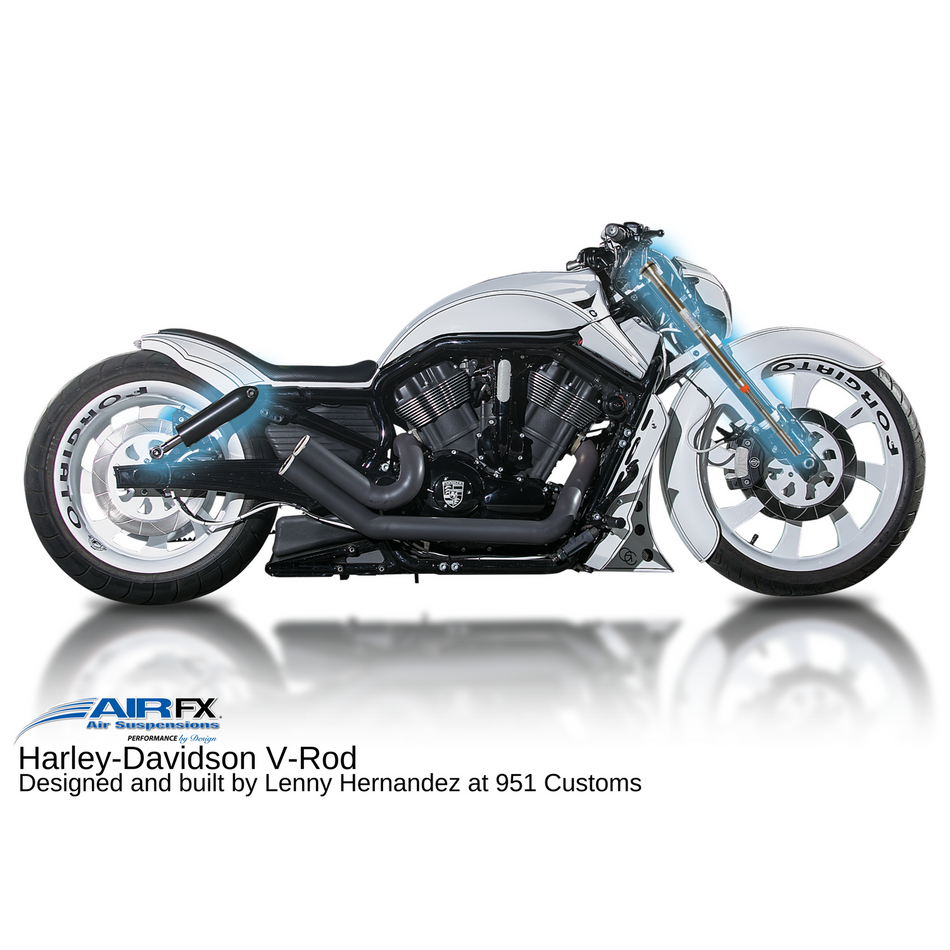 AirFX BK-HD-VR17-CR-1 Chome Rear Air Ride Suspension Kit 06-17 Harley V-Rod