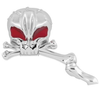 Biker's Choice 18-434 Chrome Skull Mirror with Black Eyes Pair 65-19 Harley