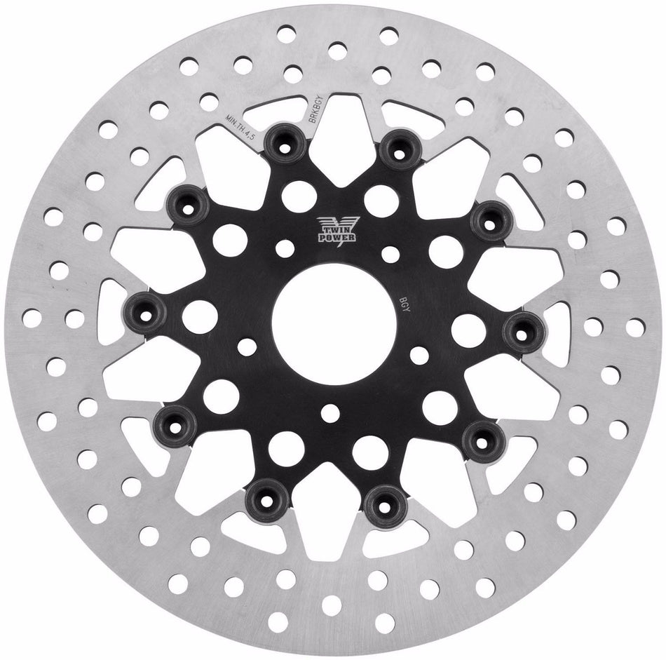 Twin Power 1441TB Black 11.5" Floating Mesh Rotor 84-17 Harley Softail FLST FXST