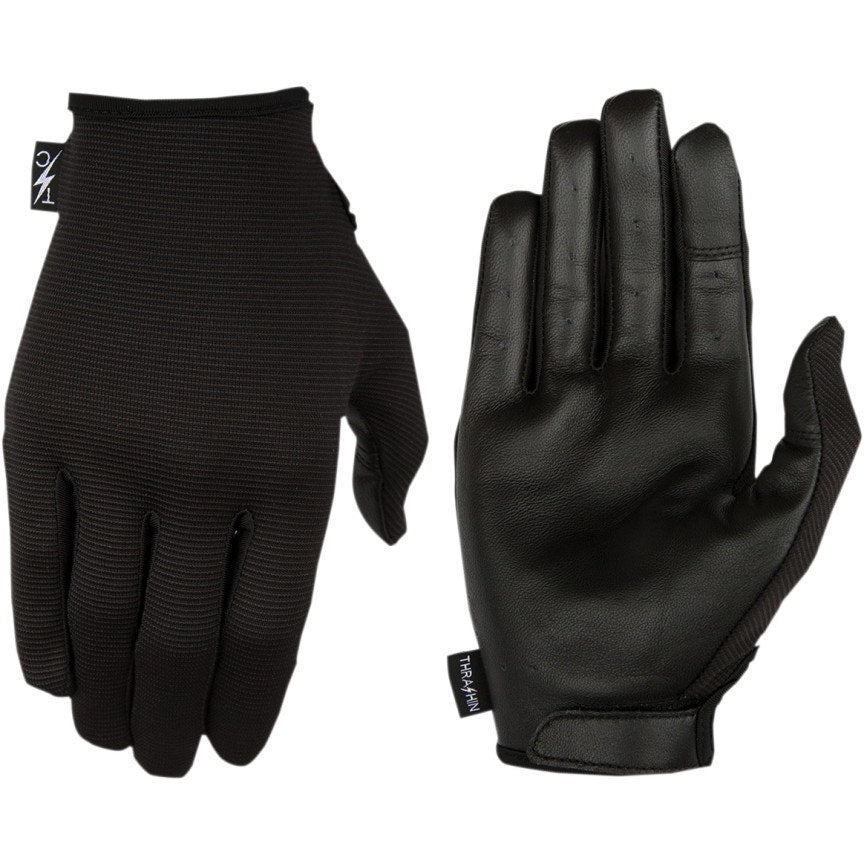 Thrashin Supply Company Black Stealth Leather Motorcycle Gloves