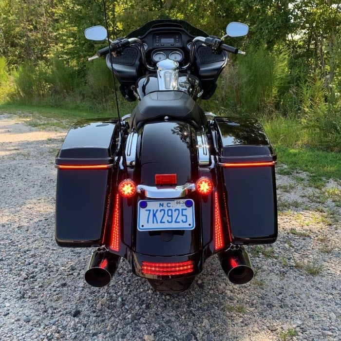 Custom Dynamics Black Red Lens Fender Fillerz Fascia Panel Harley FLH/T 14-Up