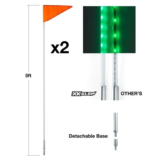 XK Chrome XK-WHIP-ADV 2pc LED Light Pole Whip Kit Bluetooth Off Road UTV Jeep