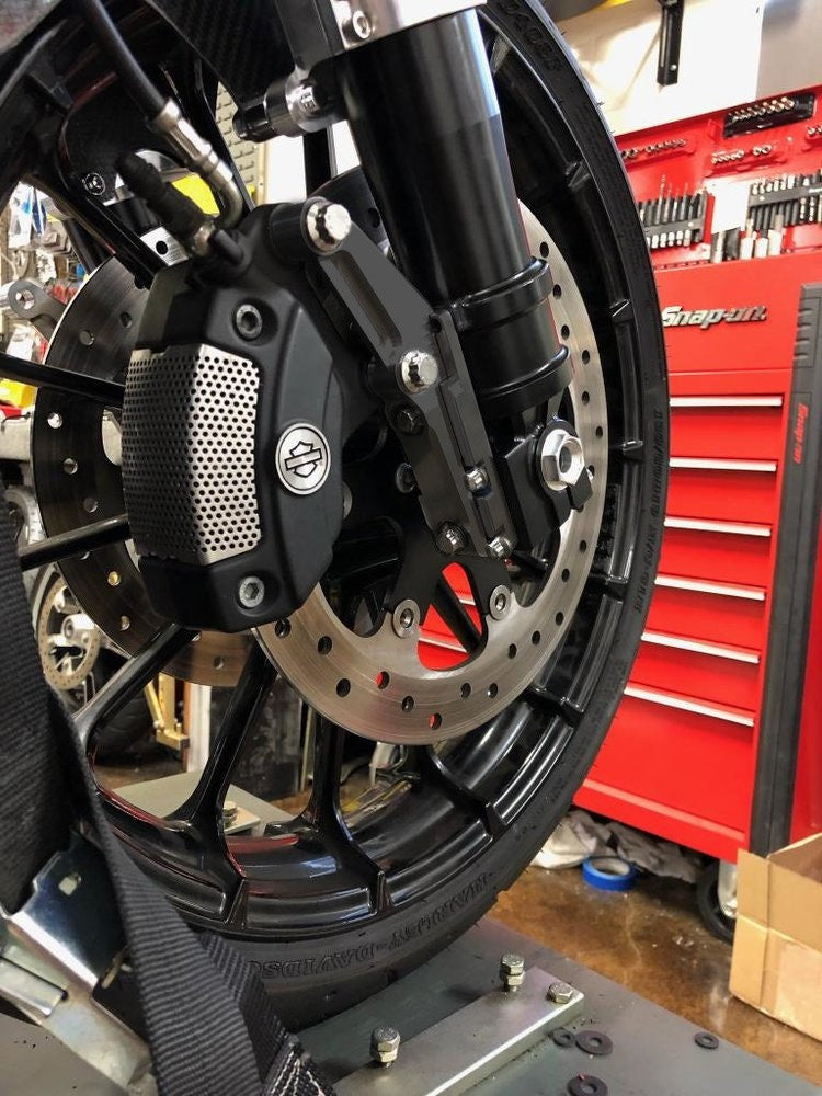 Alloy Art 49HDBM-2 Black Ambidextrous Harley Stock Caliper Mount 49mm Lower Legs