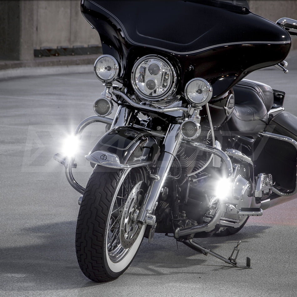 XK Glow Chrome Motorcycle LED Highway Bar Lights with White DRL Amber Turn Signal