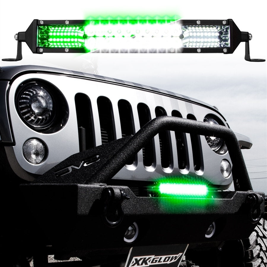 XK Glow 2-in-1 10" LED Light Bar Flood & Spot Combo w Hunting Mode For Jeep
