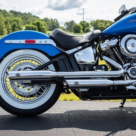 S&S 550-0739 Chrome Slash Cut RACE Mufflers Harley 18-21 Softail Deluxe Heritage