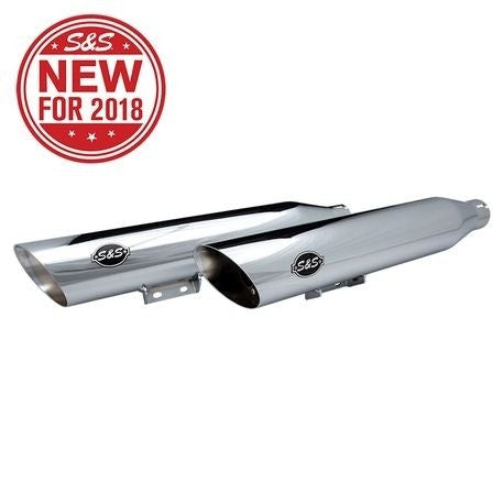S&S 550-0739 Chrome Slash Cut RACE Mufflers Harley 18-21 Softail Deluxe Heritage