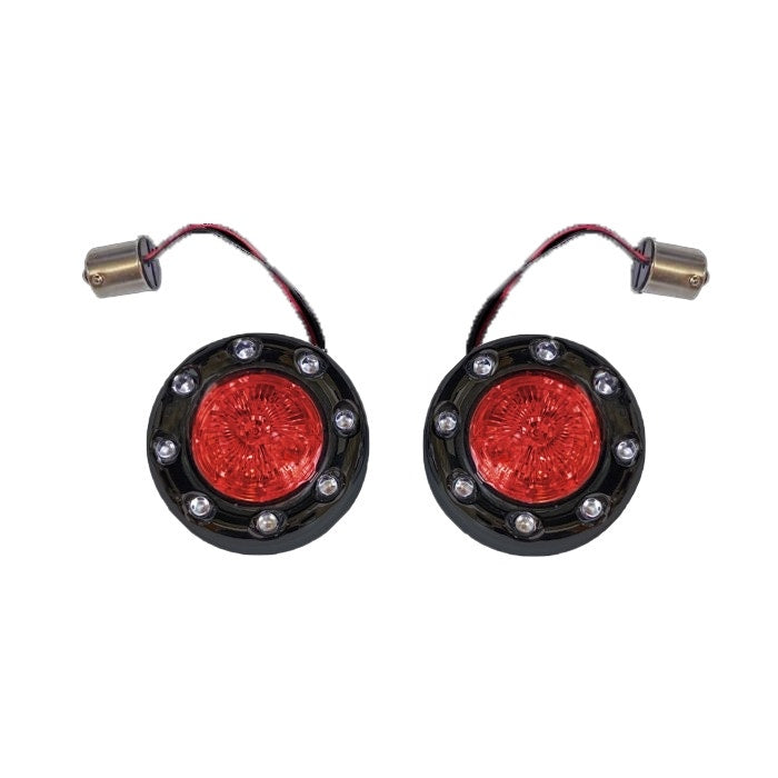 Custom Dynamics PRObeam Black Bullet Ringz 1156 Rear LED Turn Signals Red Lens