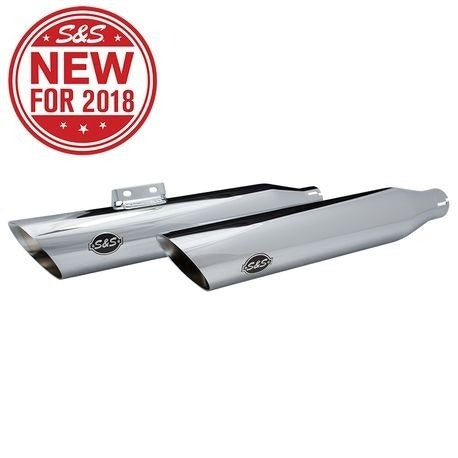 S&S 550-0736 Chrome Slash Cut RACE Slip-On Mufflers 18-21 Harley Softail M8